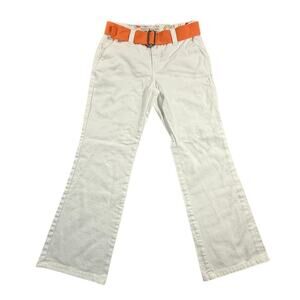 Vintage Y2K Tommy Hilfiger White Bootcut Denim Jeans Orange Belt Early 2000s